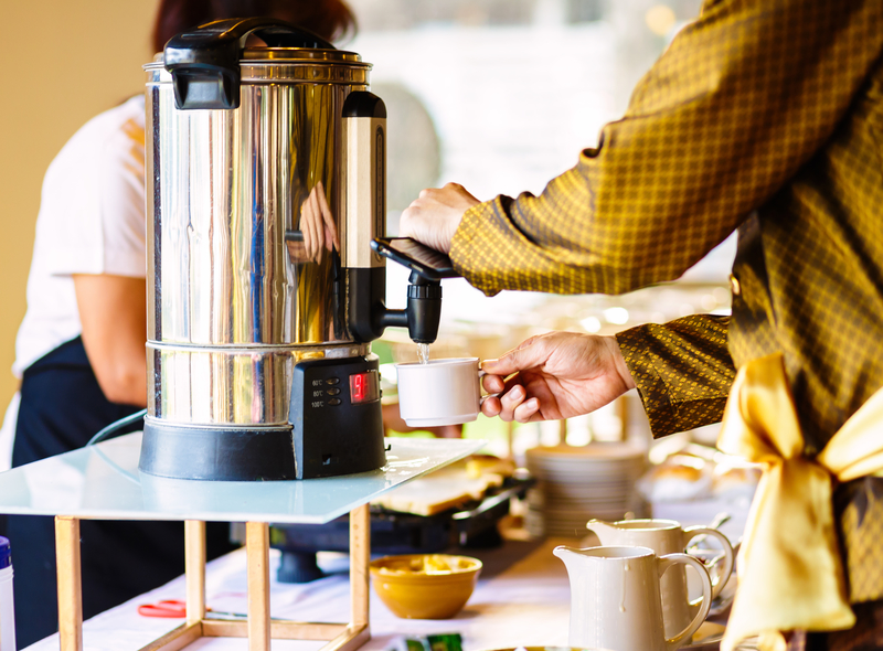 Hands use boiler for make coffee drink in the morning. kettle